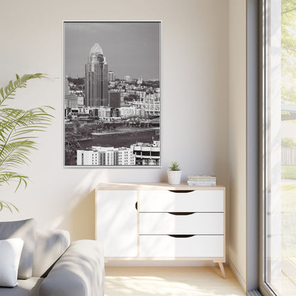 Framed Matte Canvas Cityscape Print — Cincinnati Wall Art
