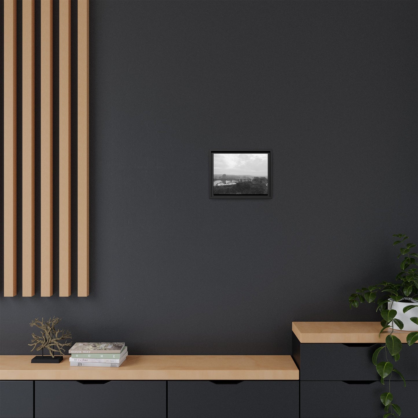 Queen City Bridges Winter Matte Canvas (Framed)