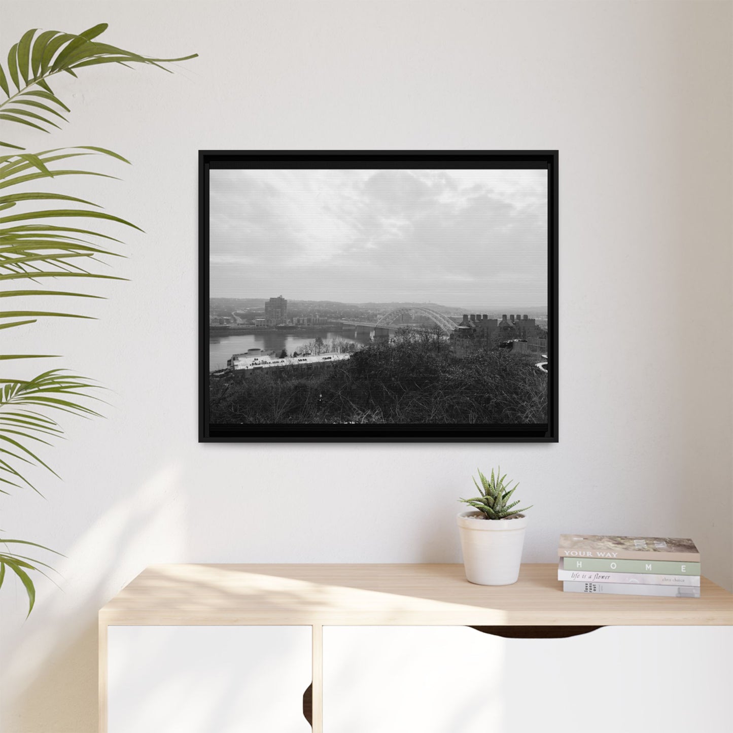 Queen City Bridges Winter Matte Canvas (Framed)