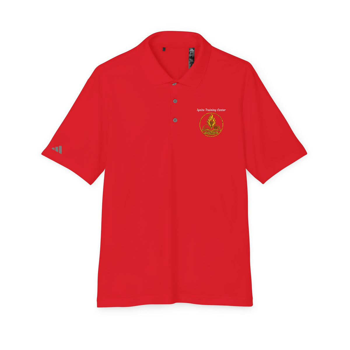 White Performance Polo Shirt with Embroidered Golf Emblem