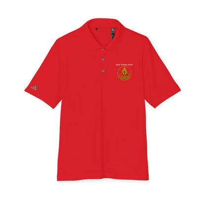 White Performance Polo Shirt with Embroidered Golf Emblem