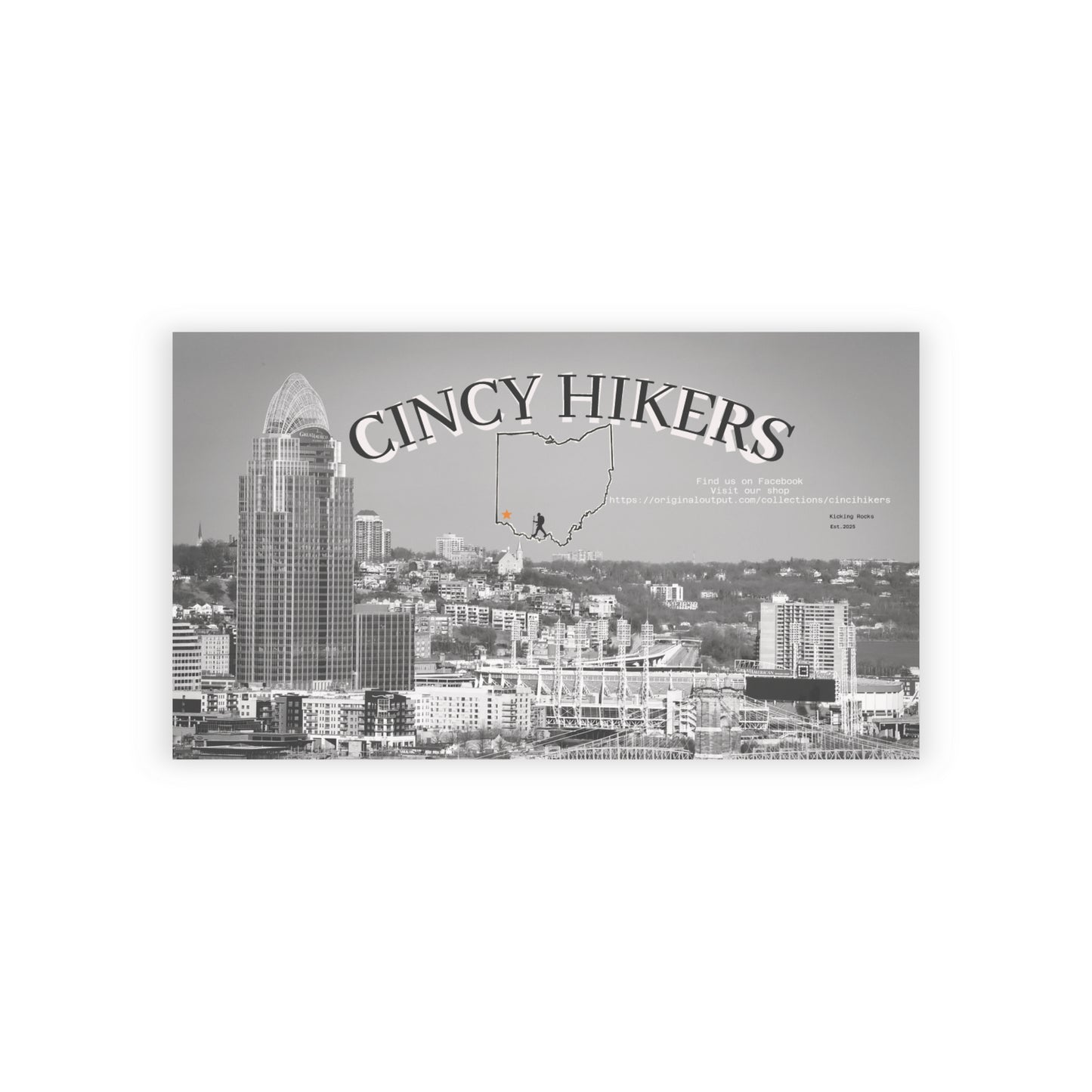 Cincy Hikers Business Cards – Cincinnati Skyline Black & White Networking Cards