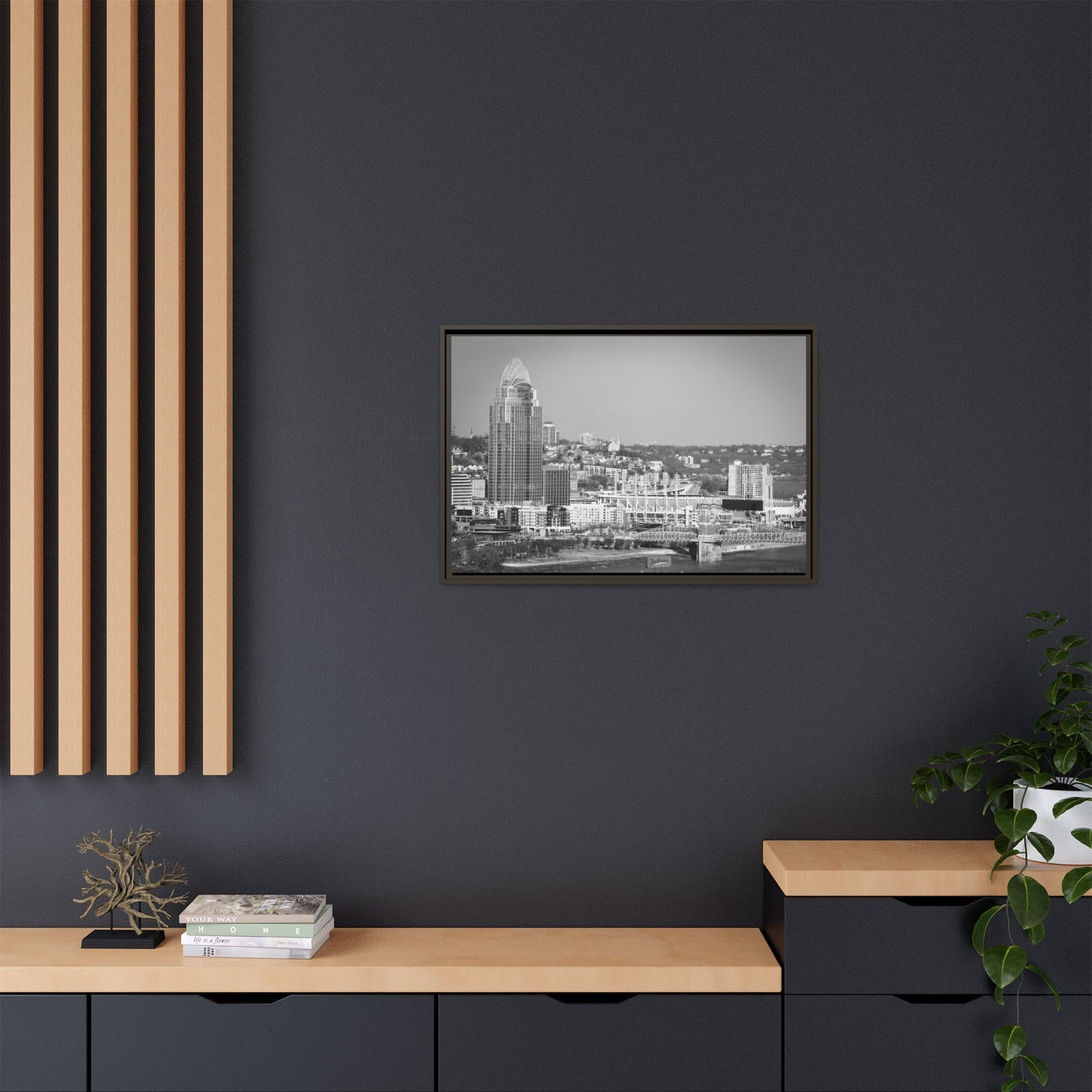 Cincy in the Fall Wall Art — Black & White Cityscape Print