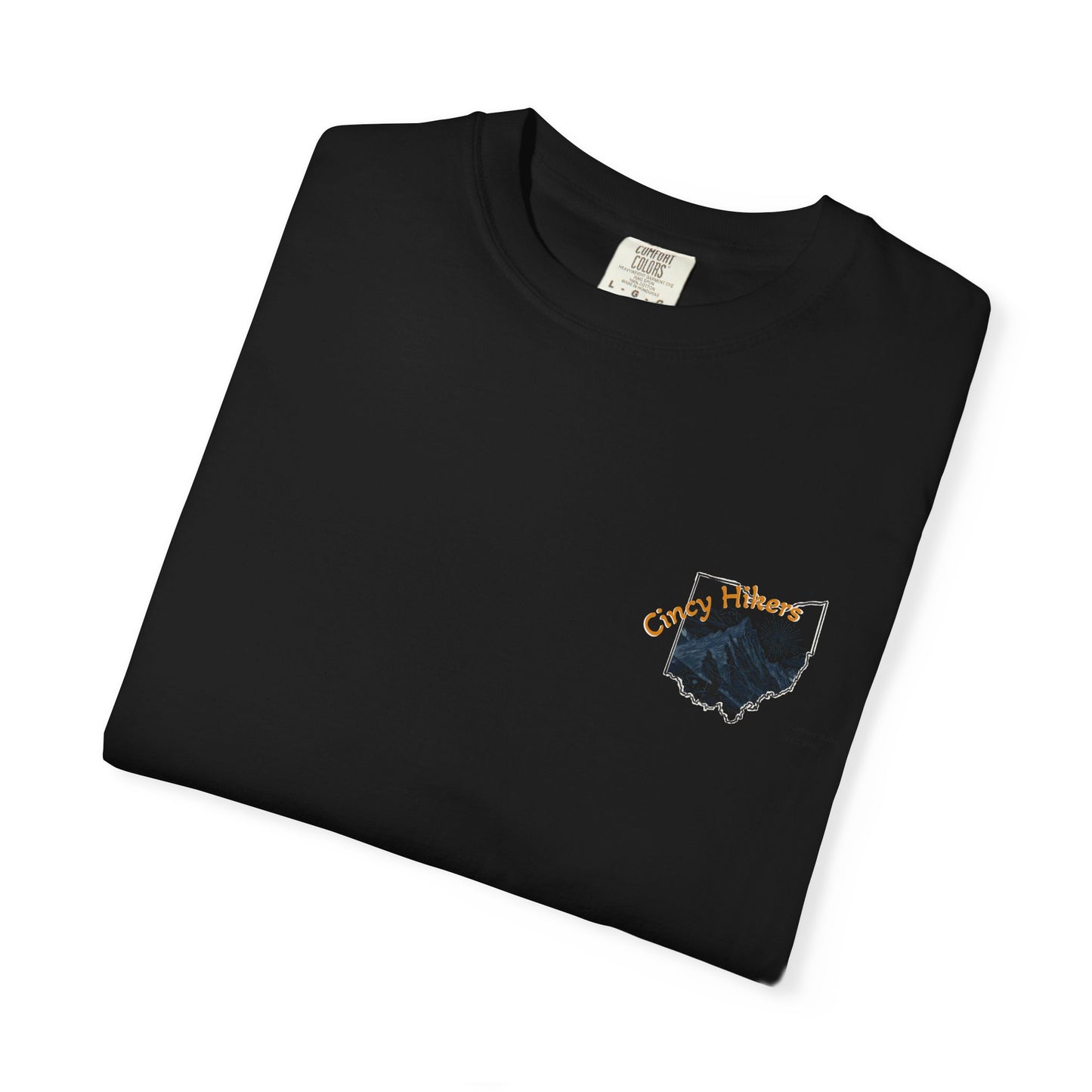 Camp Laugh Repeat T-Shirt — Camping Graphic Tee with Pocket Mountain Design