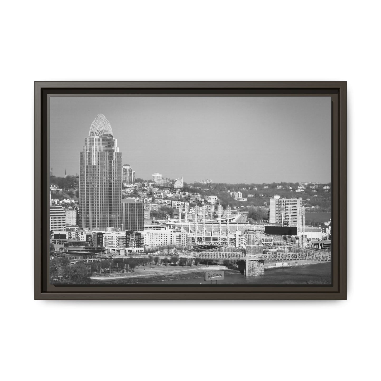 Cincy in the Fall Wall Art — Black & White Cityscape Print