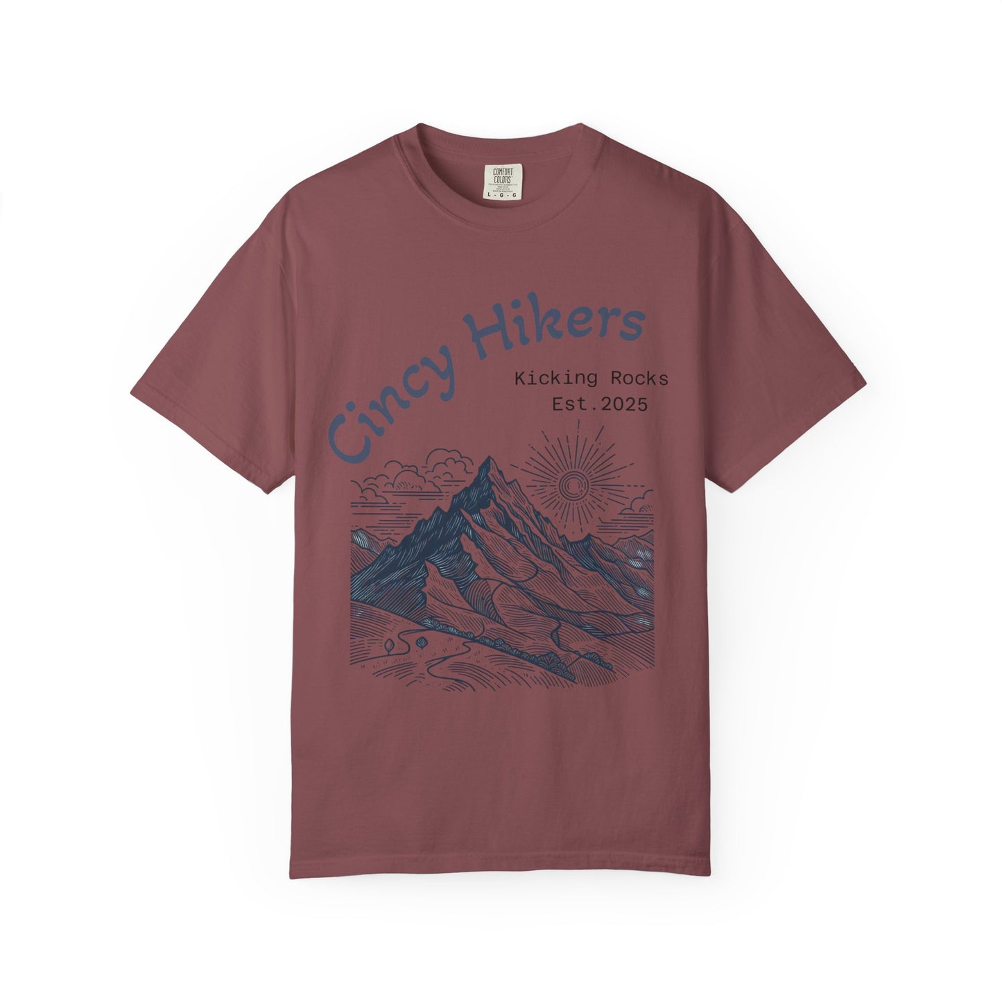 Cinci Hikers T-Shirt - Kicking Rocks Est. 2025 VerKi3 | Unisex Garment-Dyed Tee for Outdoor Enthusiasts