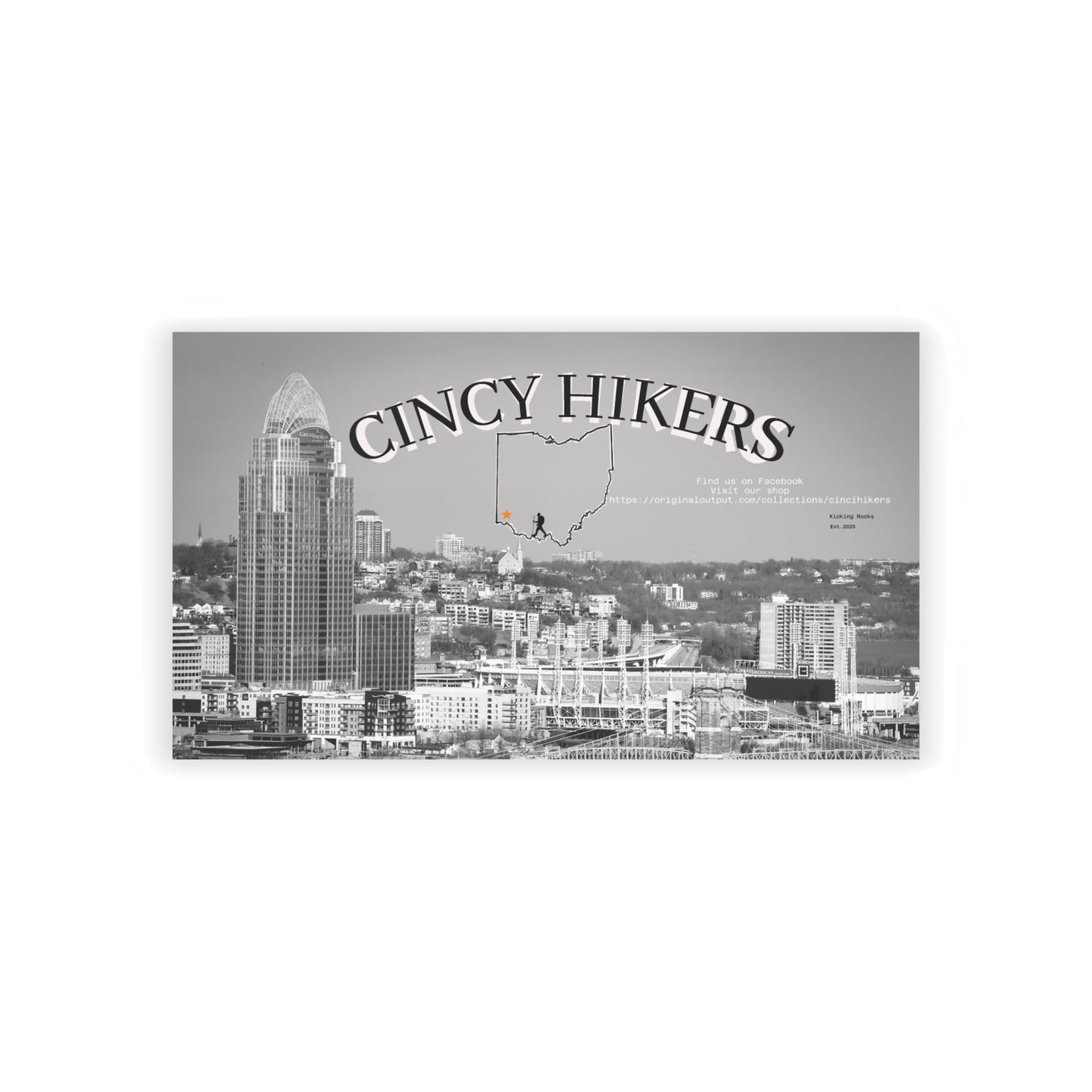 Cincy Hikers Business Cards – Cincinnati Skyline Black & White Networking Cards