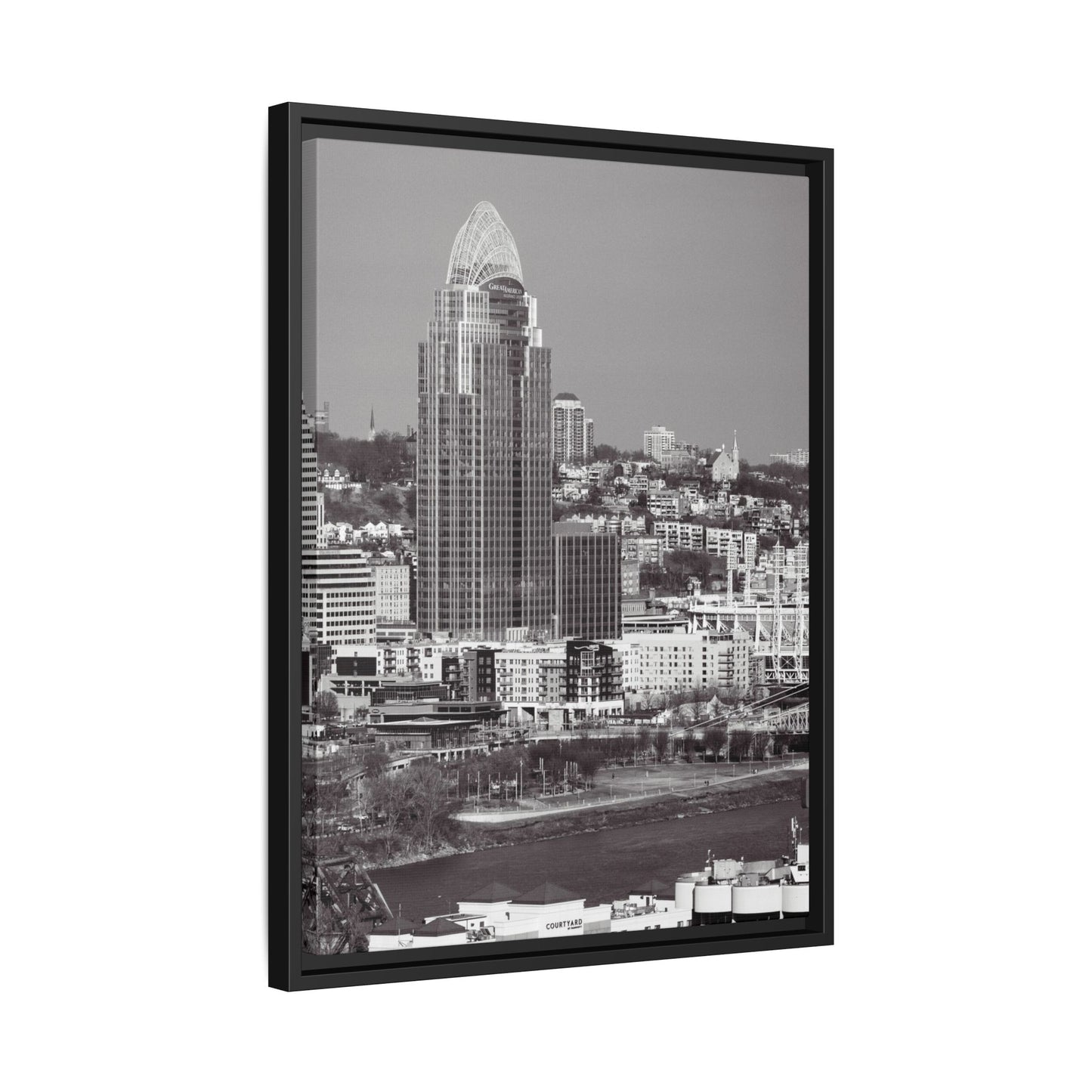 Framed Matte Canvas Cityscape Print — Cincinnati Wall Art
