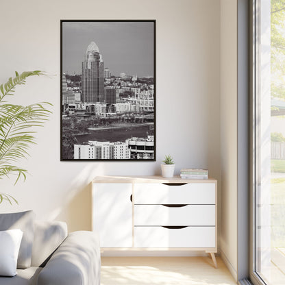 Framed Matte Canvas Cityscape Print — Cincinnati Wall Art