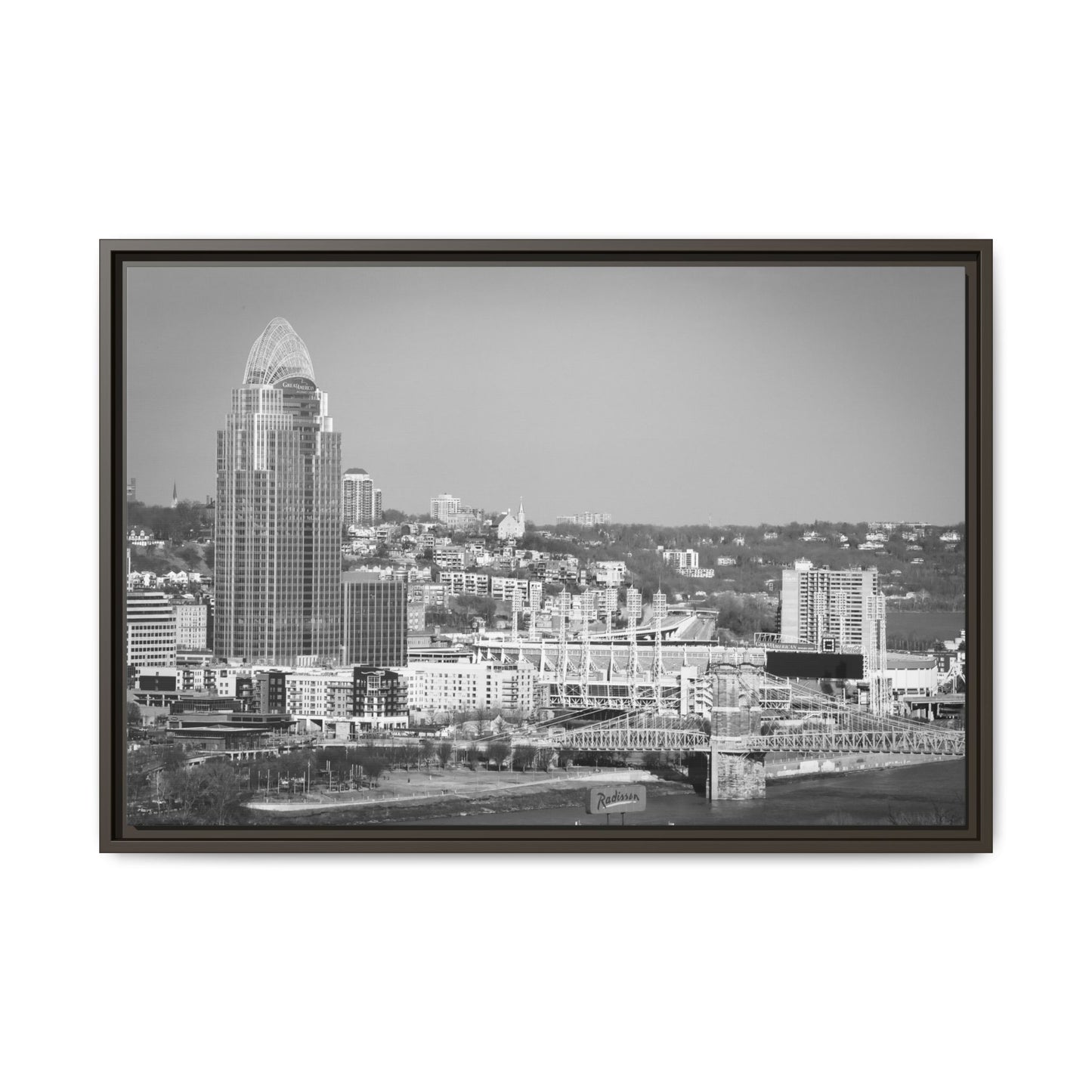 Cincy in the Fall Wall Art — Black & White Cityscape Print