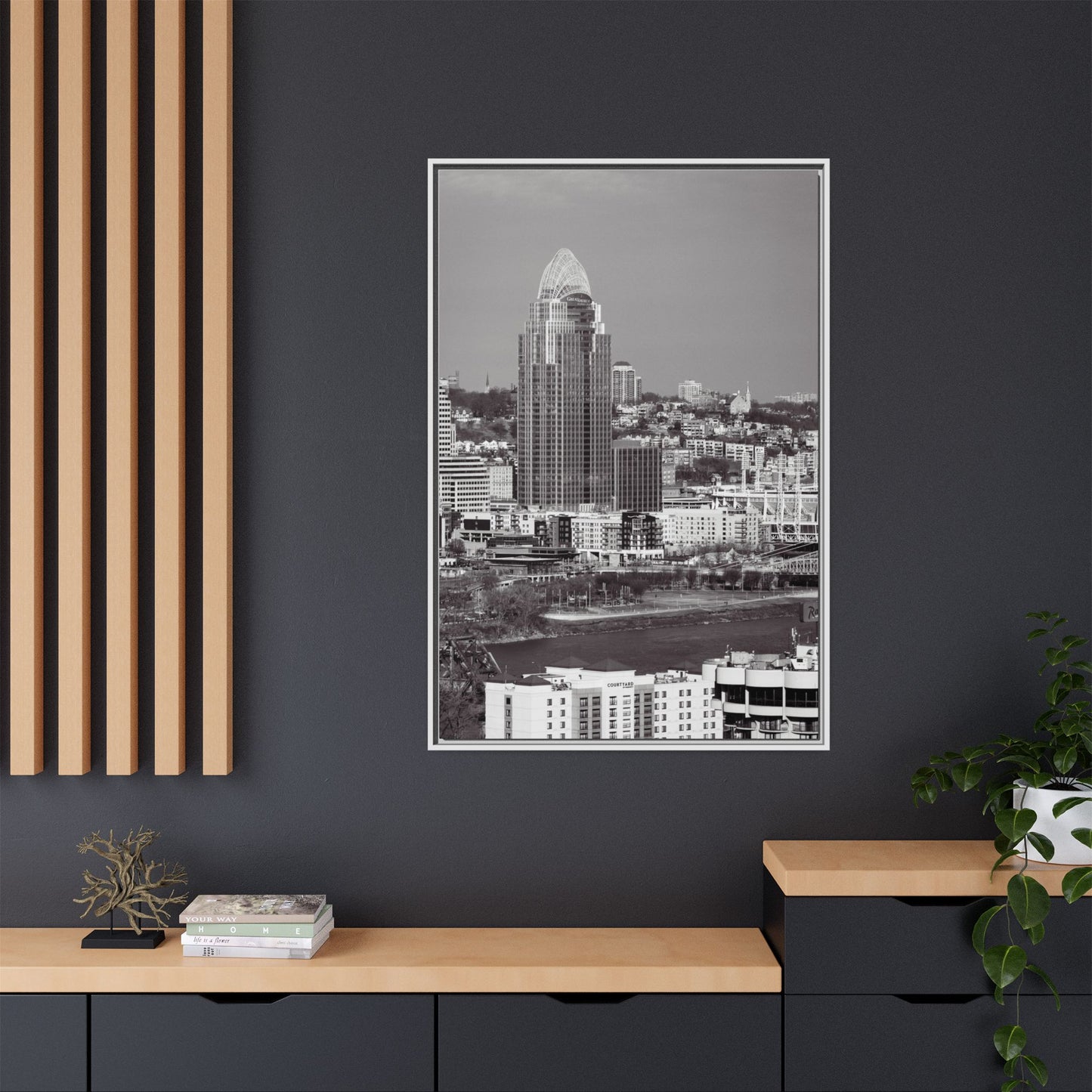 Framed Matte Canvas Cityscape Print — Cincinnati Wall Art