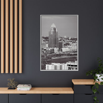 Framed Matte Canvas Cityscape Print — Cincinnati Wall Art