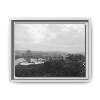 Queen City Bridges Winter Matte Canvas (Framed)