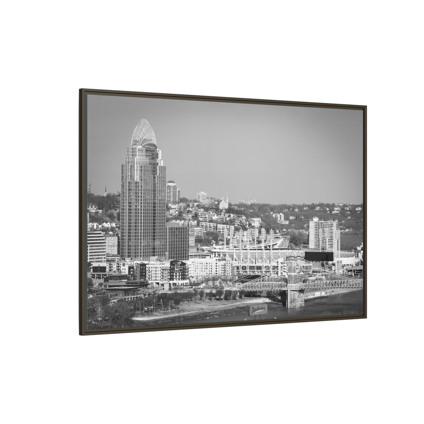 Cincy in the Fall Wall Art — Black & White Cityscape Print