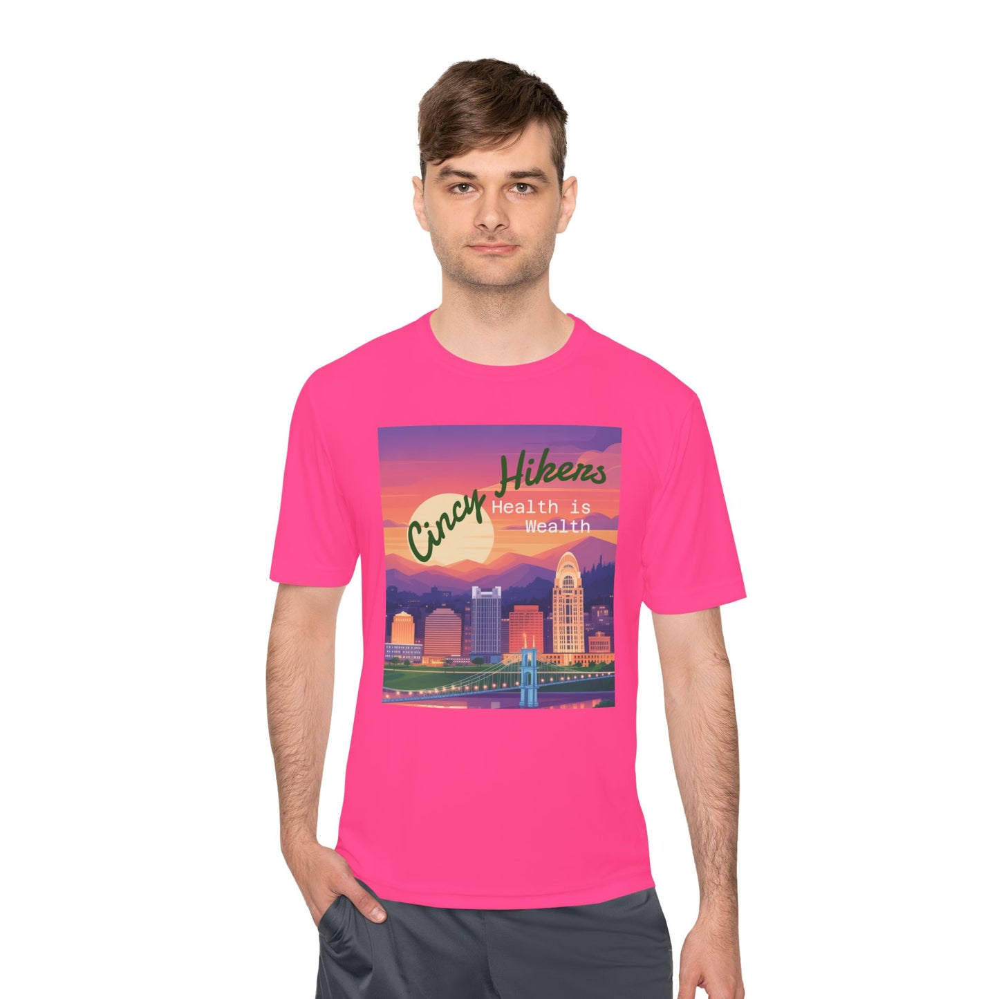 Health is Wealth: Unisex Moisture Wicking Tee for Hikers, Fitness Lovers, Outdoor Adventures, Travel, Gym Wear