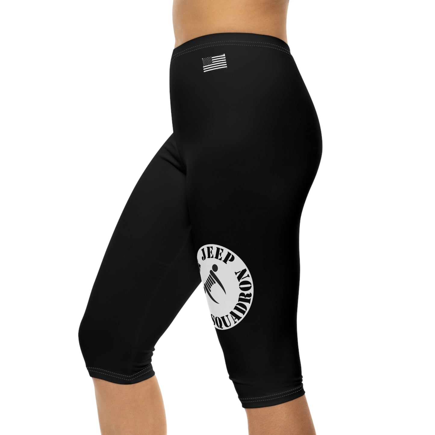 Black Jeep Squadron Women’s Capri Leggings (AOP)