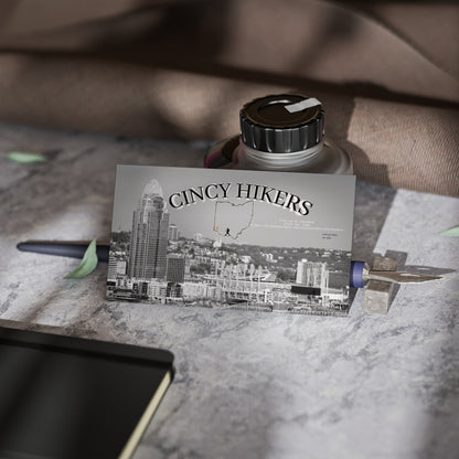 Cincy Hikers Business Cards – Cincinnati Skyline Black & White Networking Cards