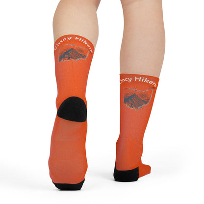 Hiking Crew Socks - 'Crazy Hikers' Orange Sublimation Socks