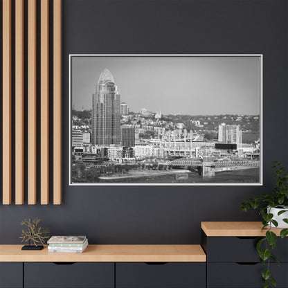 Cincy in the Fall Wall Art — Black & White Cityscape Print