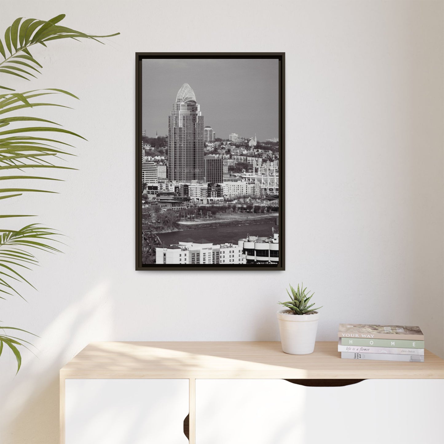 Framed Matte Canvas Cityscape Print — Cincinnati Wall Art
