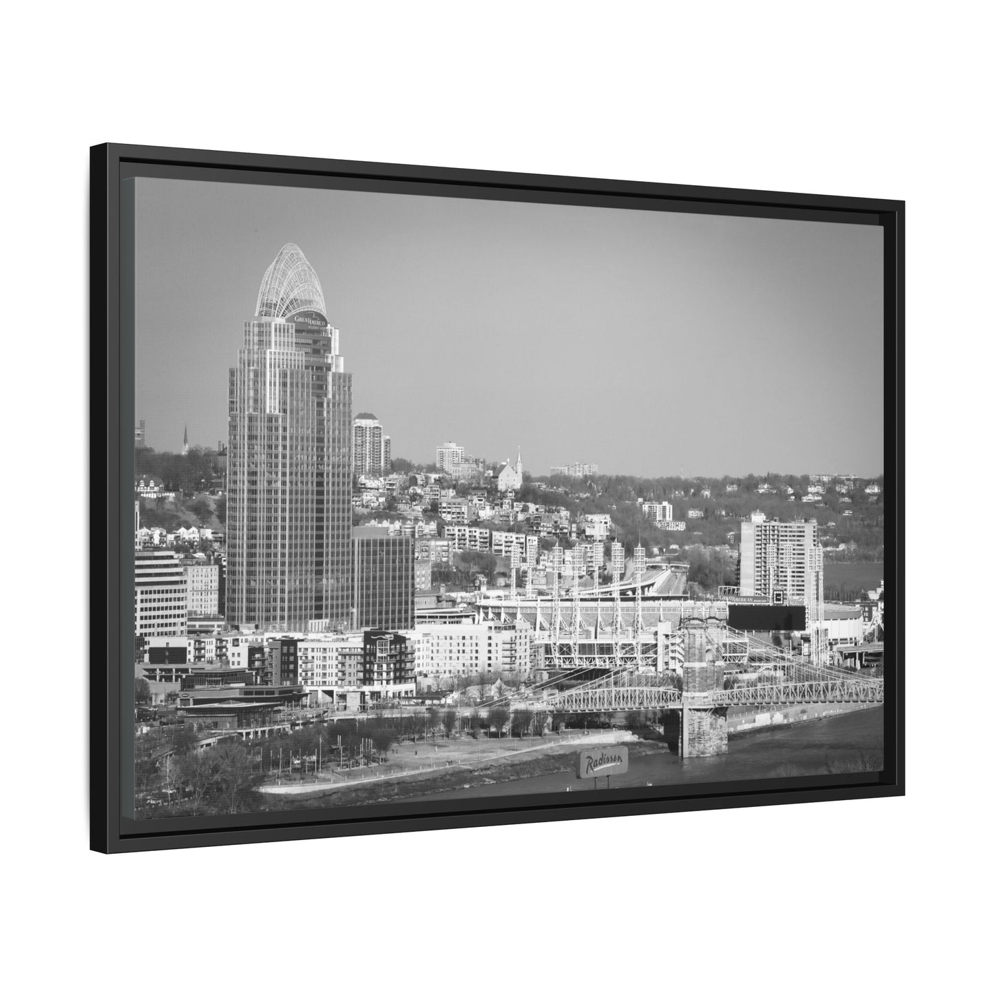 Cincy in the Fall Wall Art — Black & White Cityscape Print