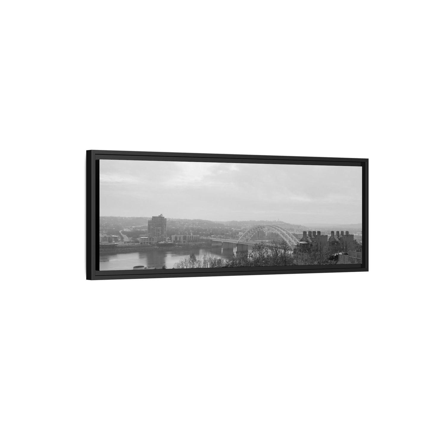 Queen City Bridges Winter Matte Canvas (Framed)