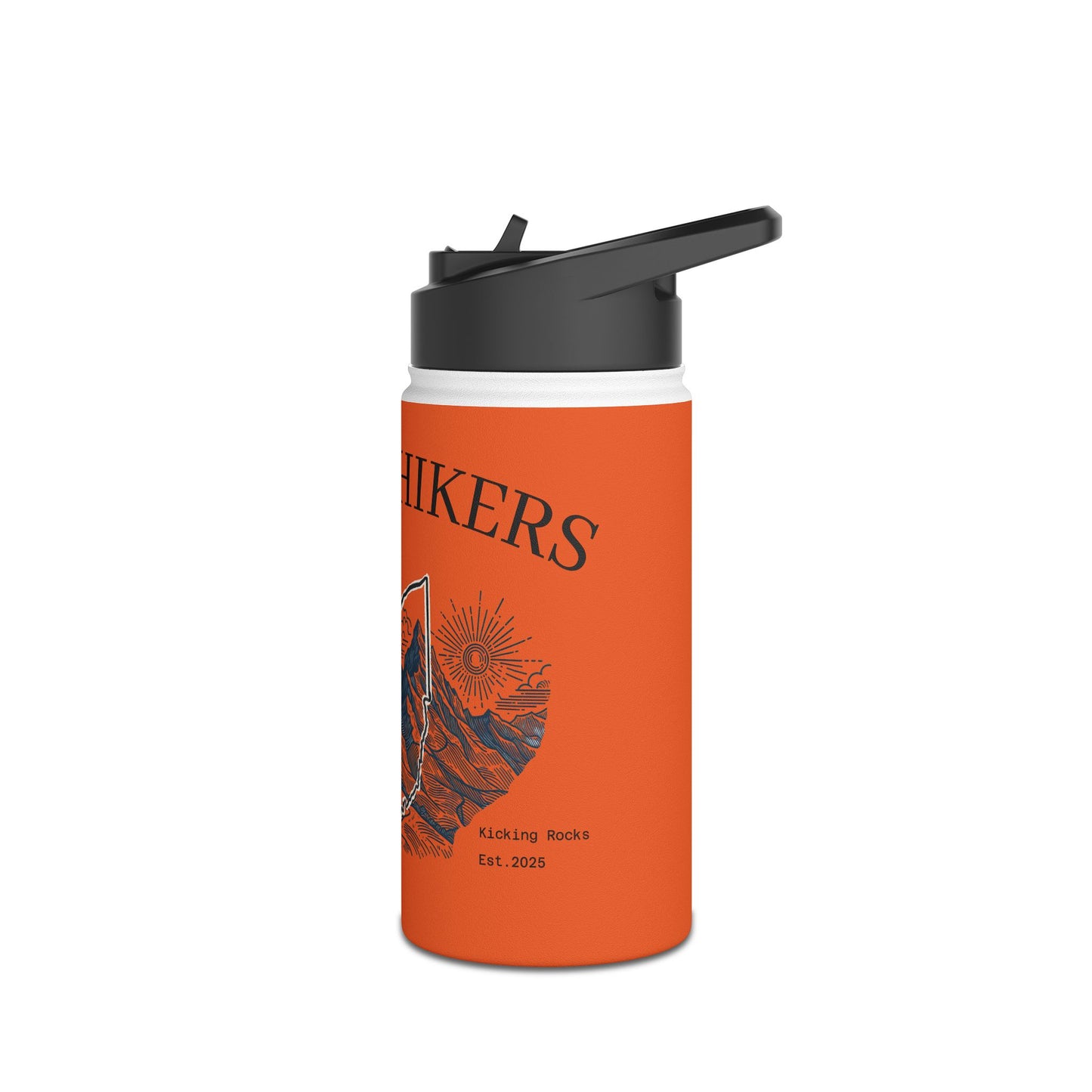 Hiking Stainless Steel Water Bottle — 'Quincy Hiker' Mountain Design