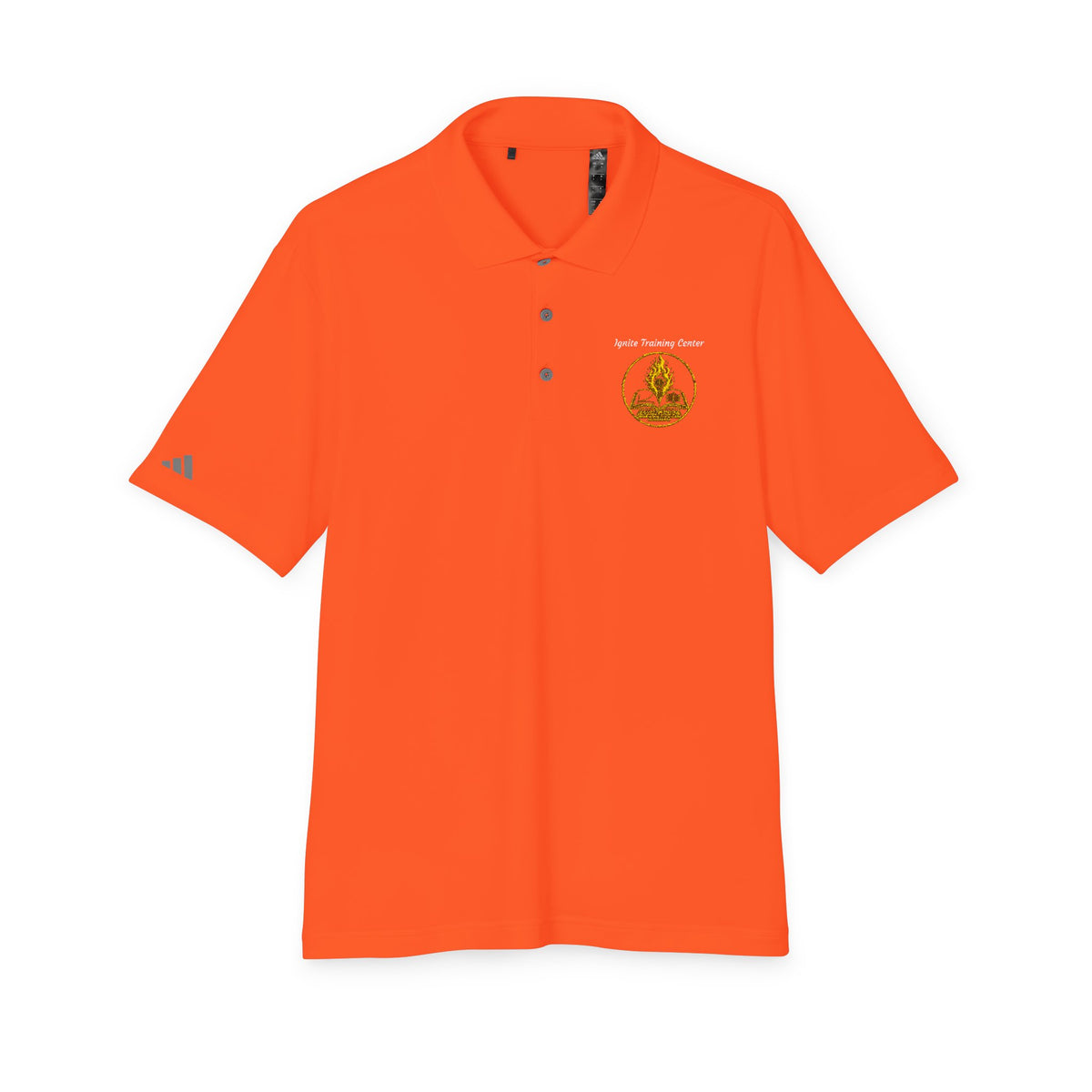 White Performance Polo Shirt with Embroidered Golf Emblem