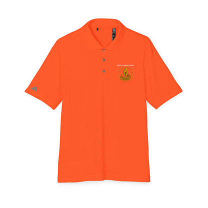 White Performance Polo Shirt with Embroidered Golf Emblem