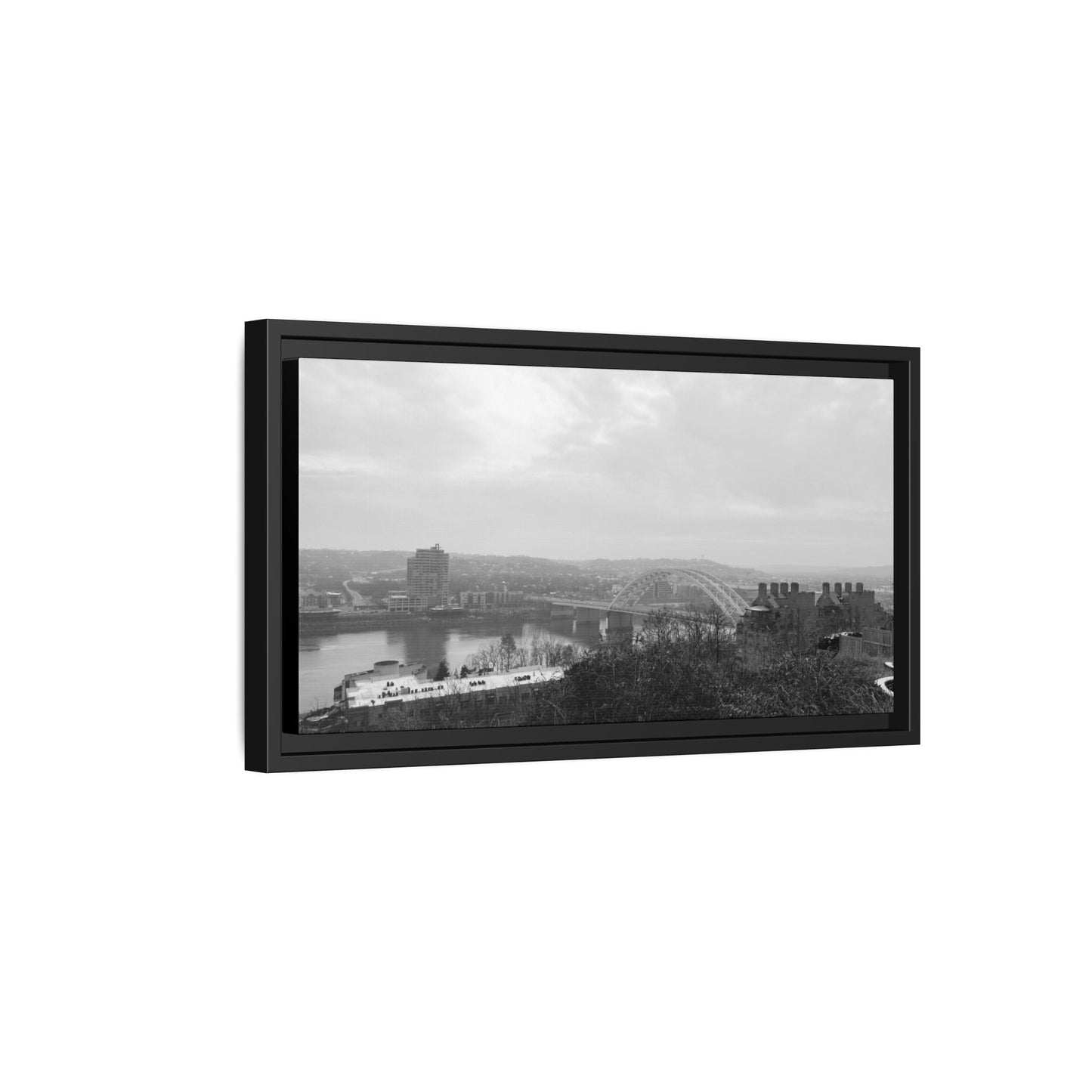 Queen City Bridges Winter Matte Canvas (Framed)