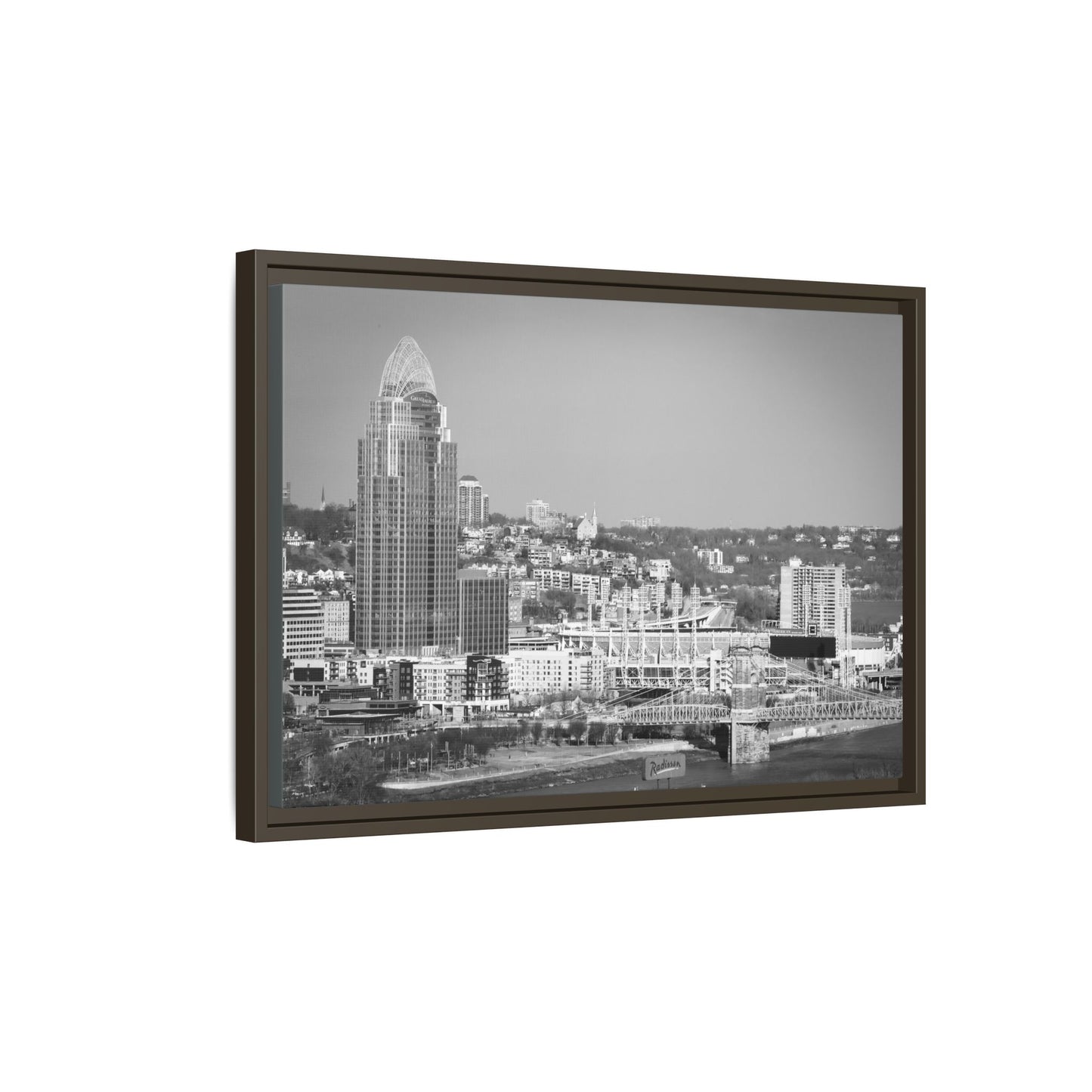 Cincy in the Fall Wall Art — Black & White Cityscape Print