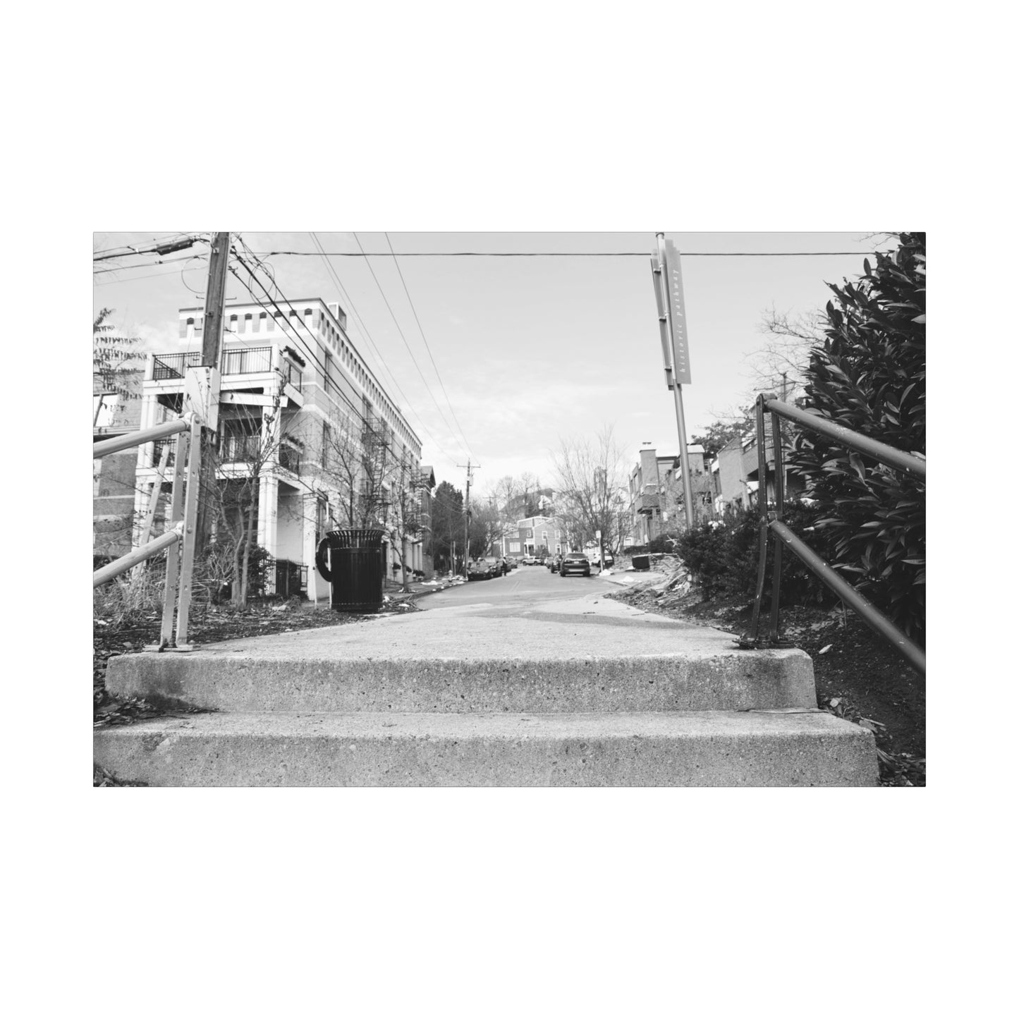 Cincinnati Urban Steps Matte Canvas Print — Peaceful Empty Street Wall Art