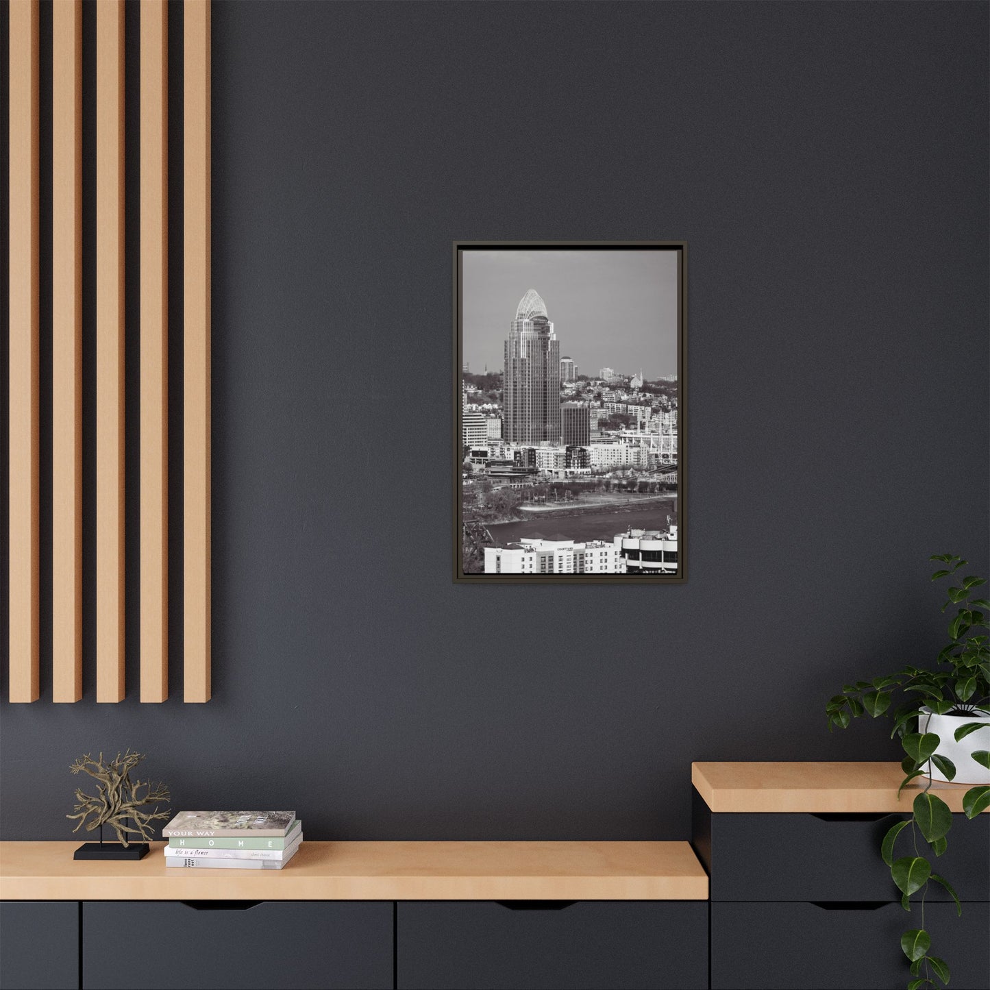 Framed Matte Canvas Cityscape Print — Cincinnati Wall Art