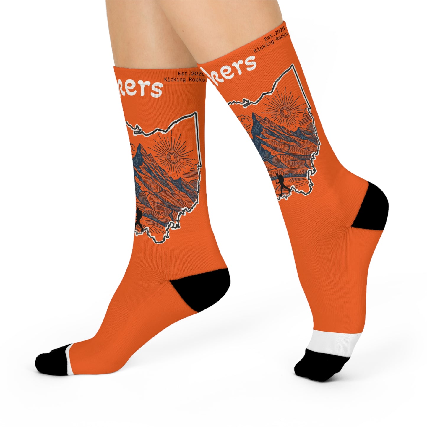 Cincy Hikers Crew Socks — Orange Mountain Hiking Graphic Cushioned Socks