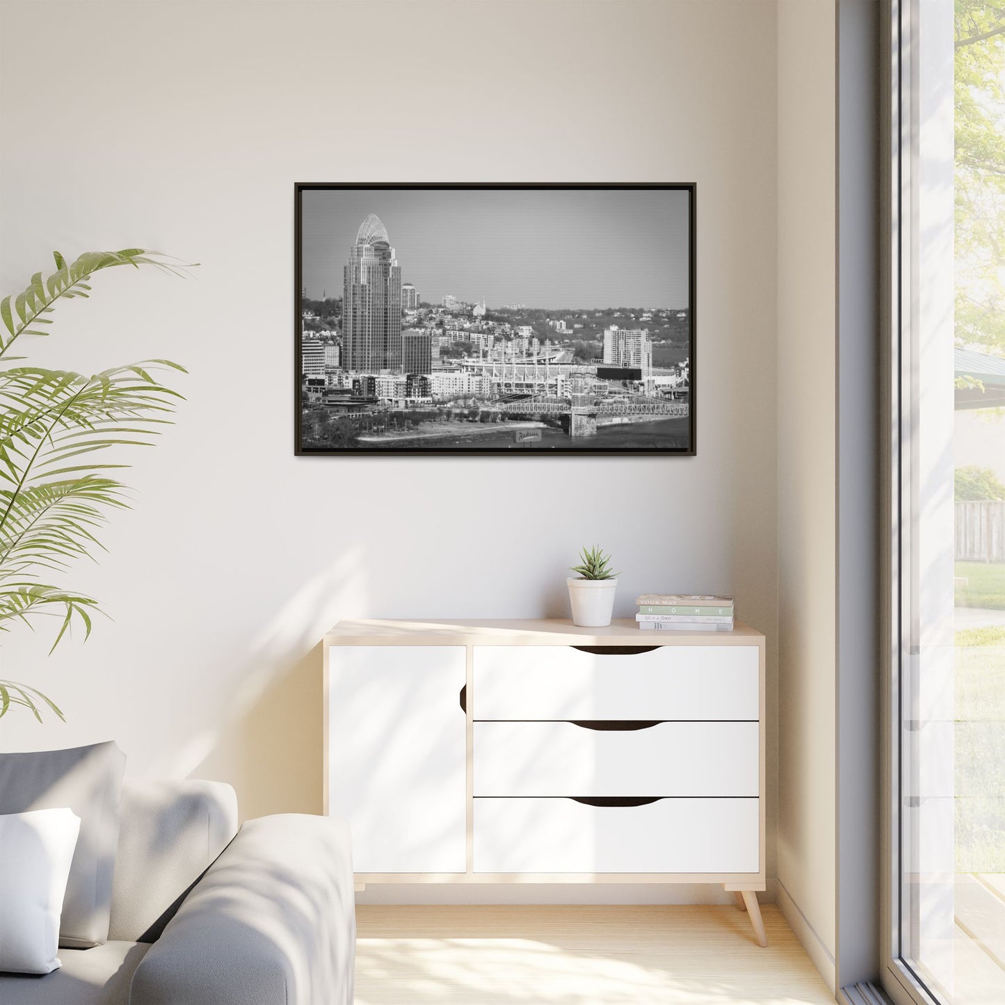 Cincy in the Fall Wall Art — Black & White Cityscape Print