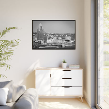 Cincy in the Fall Wall Art — Black & White Cityscape Print