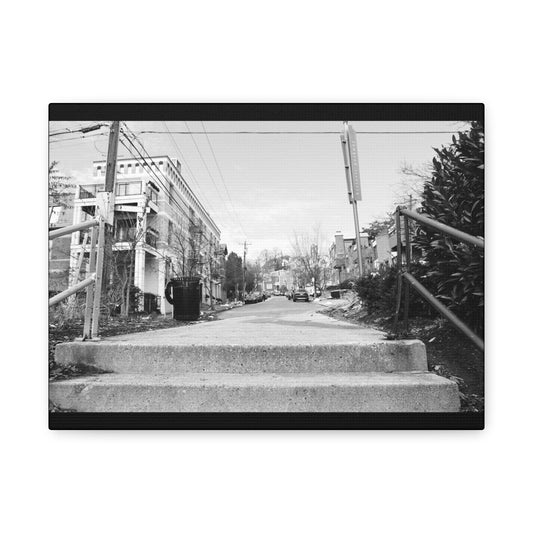 Cincinnati Urban Steps Matte Canvas Print — Peaceful Empty Street Wall Art
