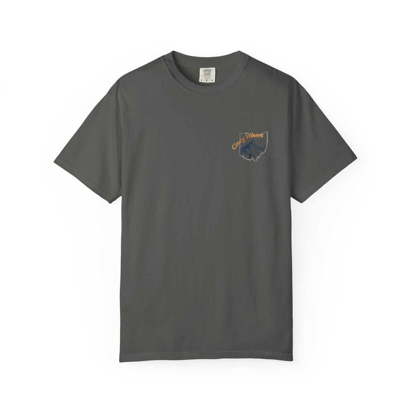 Camp Laugh Repeat T-Shirt — Camping Graphic Tee with Pocket Mountain Design