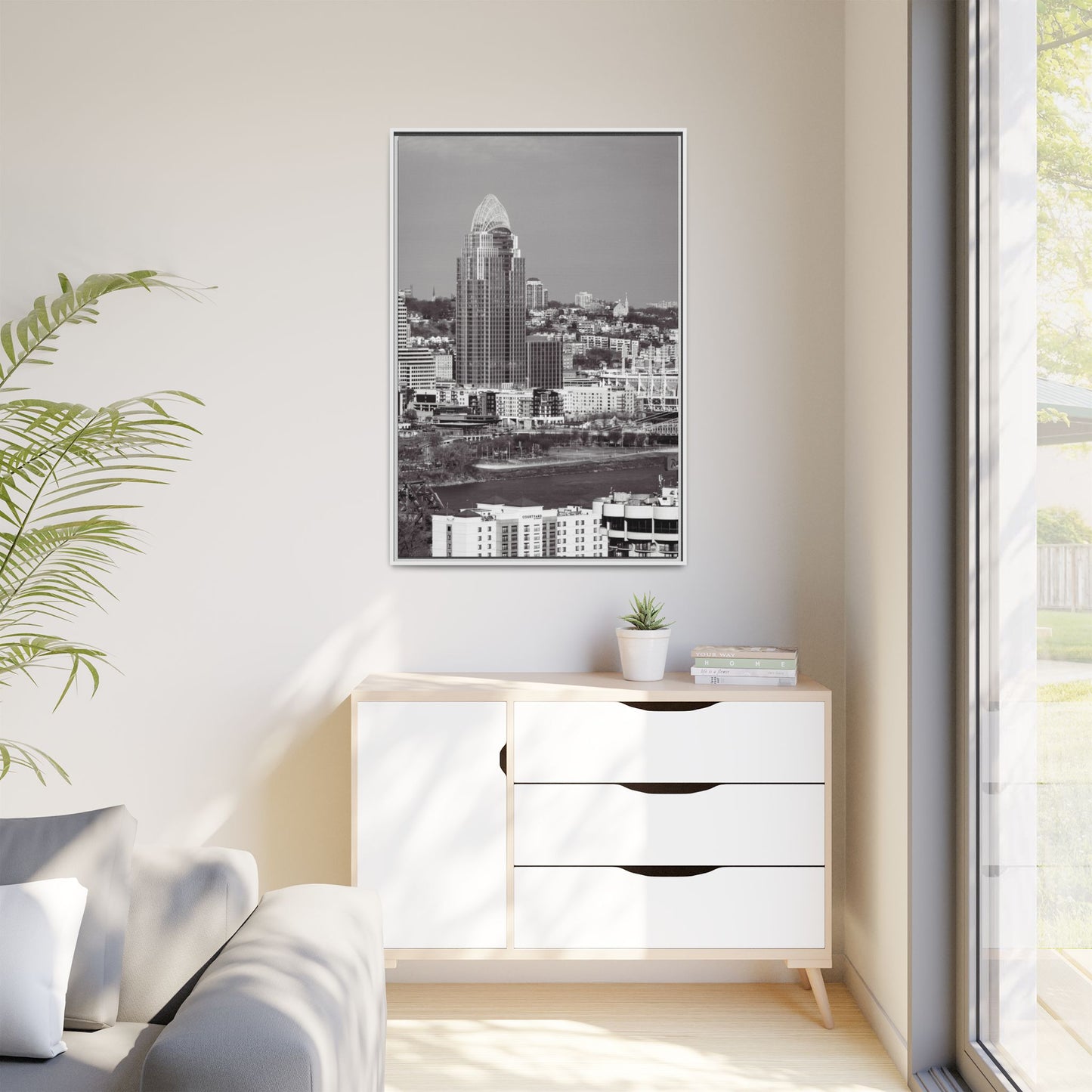 Framed Matte Canvas Cityscape Print — Cincinnati Wall Art