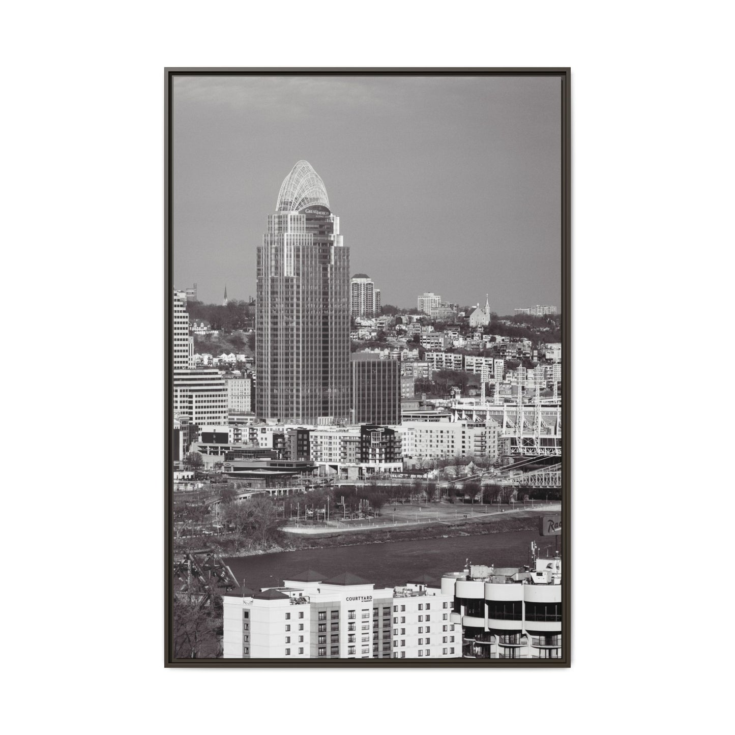 Framed Matte Canvas Cityscape Print — Cincinnati Wall Art