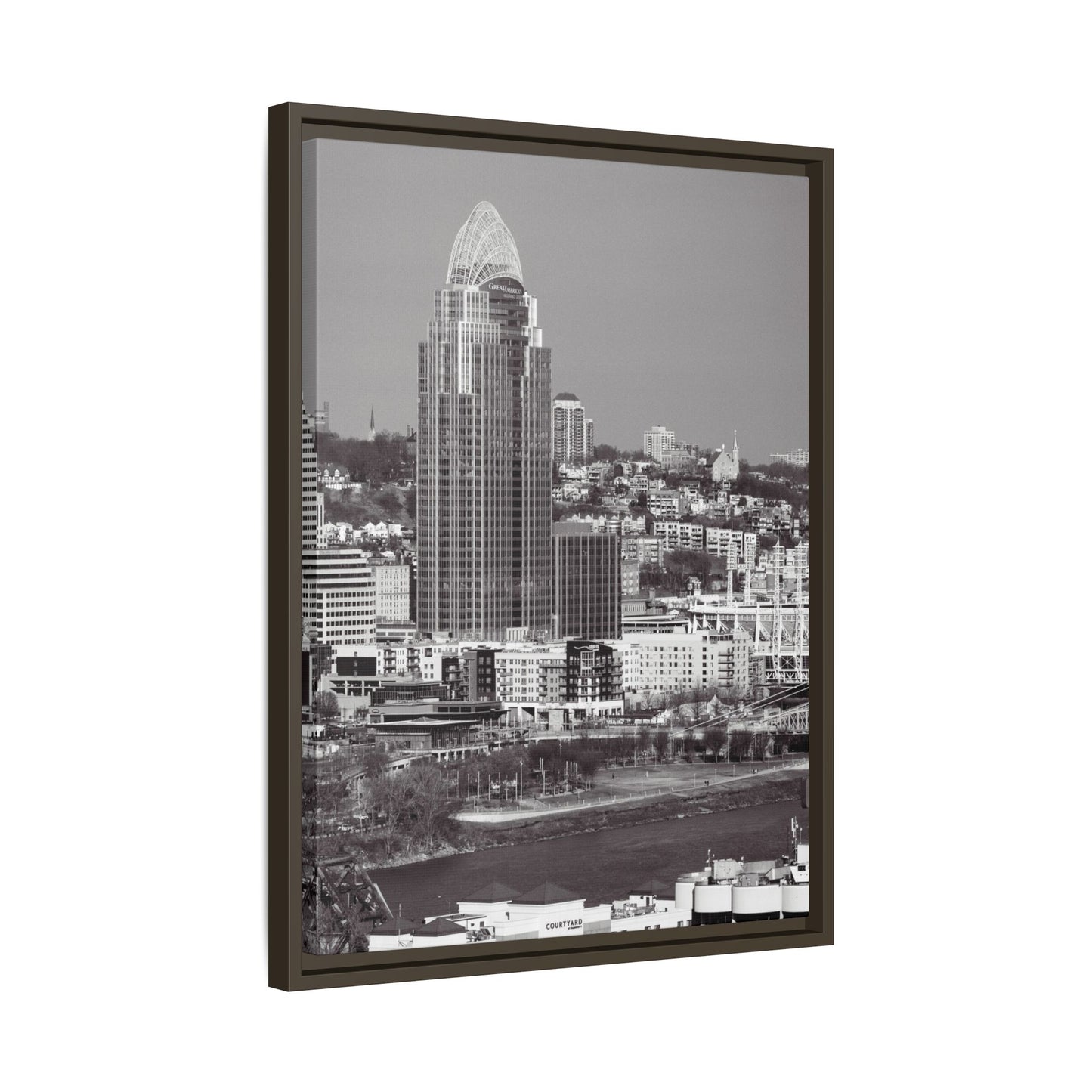 Framed Matte Canvas Cityscape Print — Cincinnati Wall Art