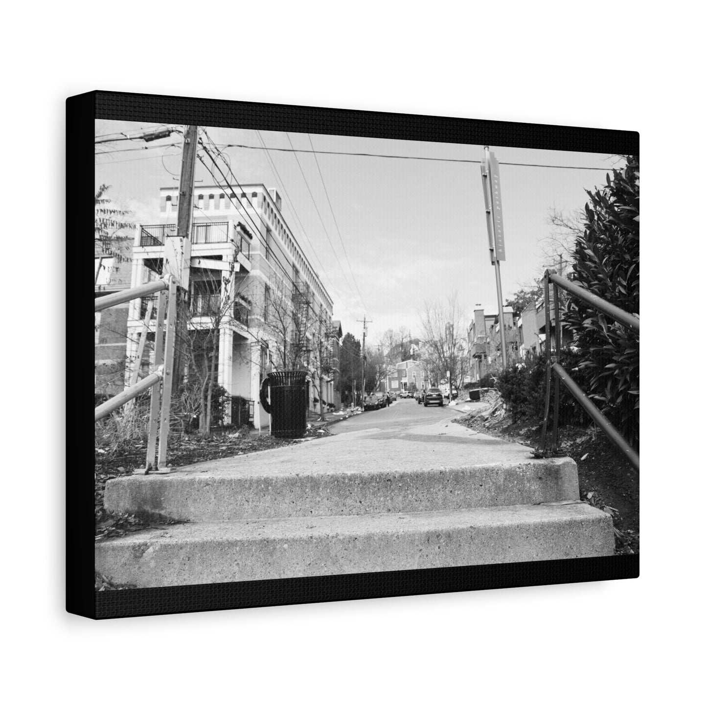 Cincinnati Urban Steps Matte Canvas Print — Peaceful Empty Street Wall Art