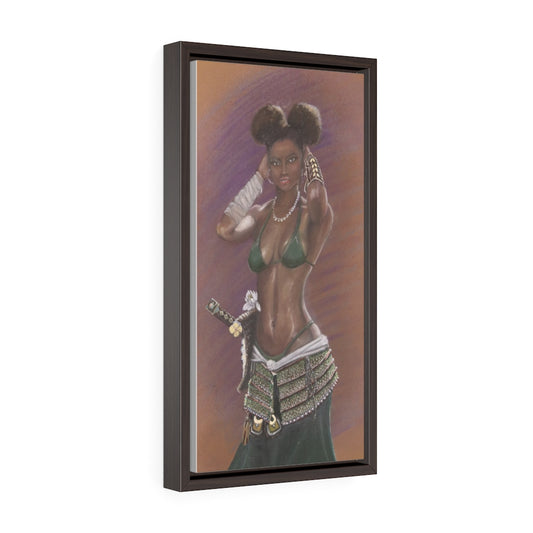 "Vashti Samurai" Vertical Framed Premium Gallery Wrap Canvas